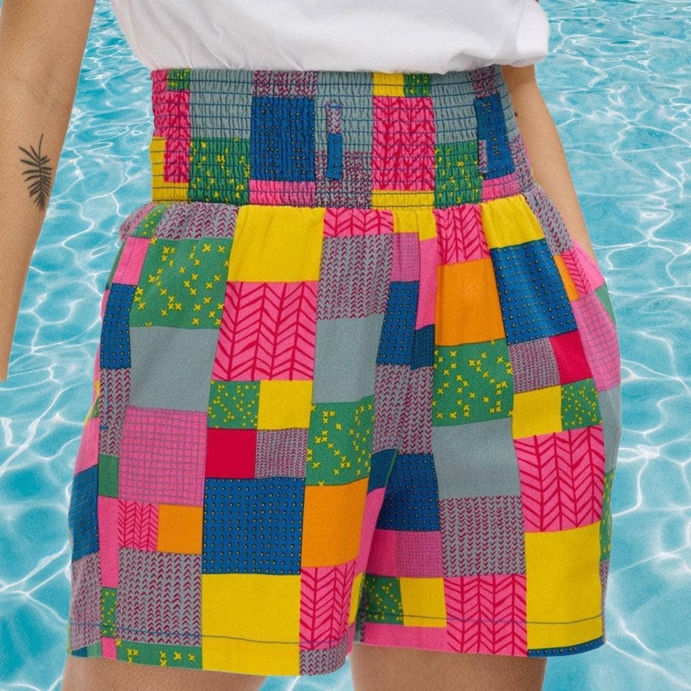 Lucy & Yak High Waist Patchwork Shorts
